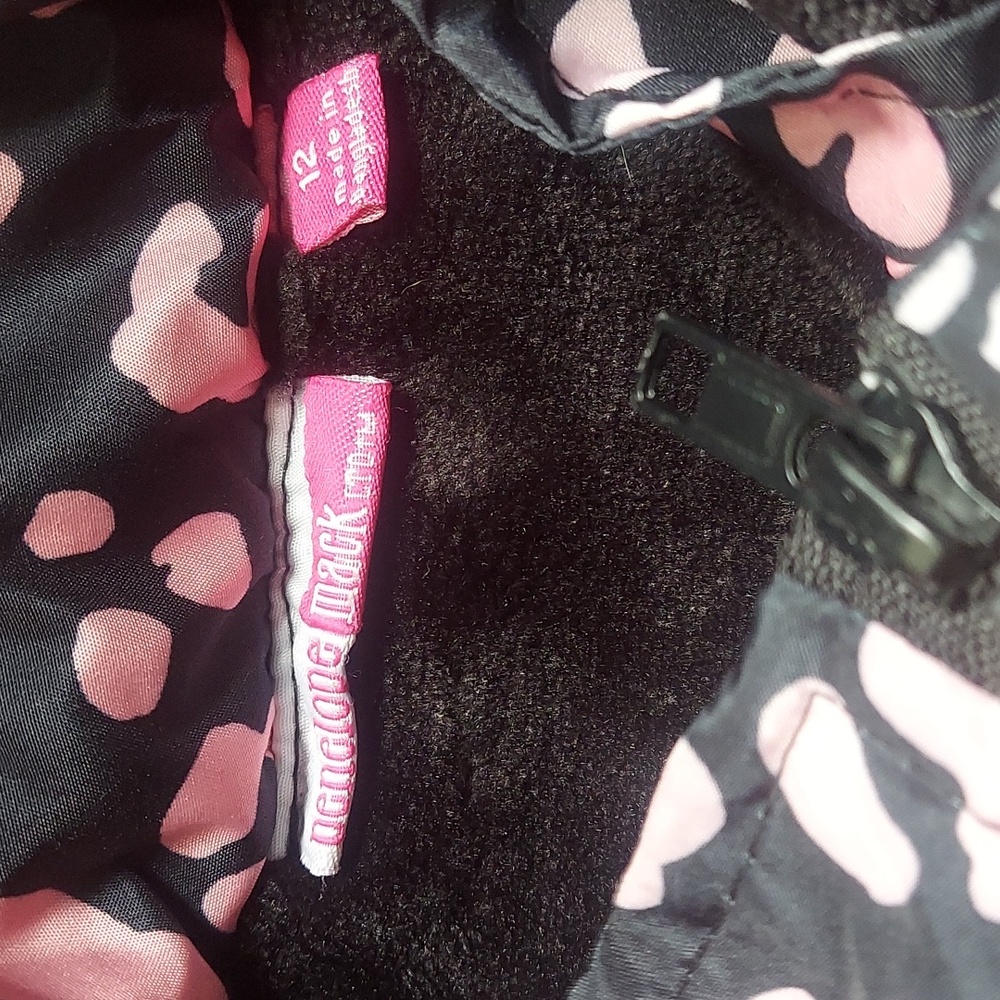 Penelope Mack Girl Black Pink Leopard Print Coat Winter Jacket Size 12 Warm - Picture 3 of 10